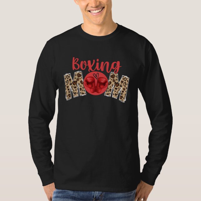 Camiseta Boxing Mom Leopard Print Cute Mother s Day Sport (Anverso)