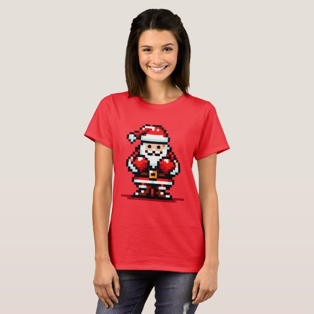 Camiseta Boxing Santa - Navidades retro de píxeles luchan c (Anverso completo)