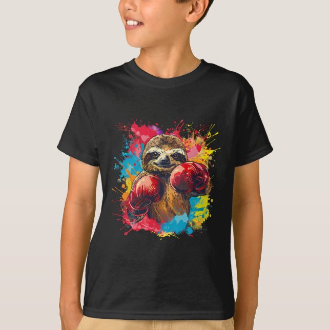 Camiseta Boxing Sloth Lover Boxing Gloves Kickboxing Funny  (Anverso)
