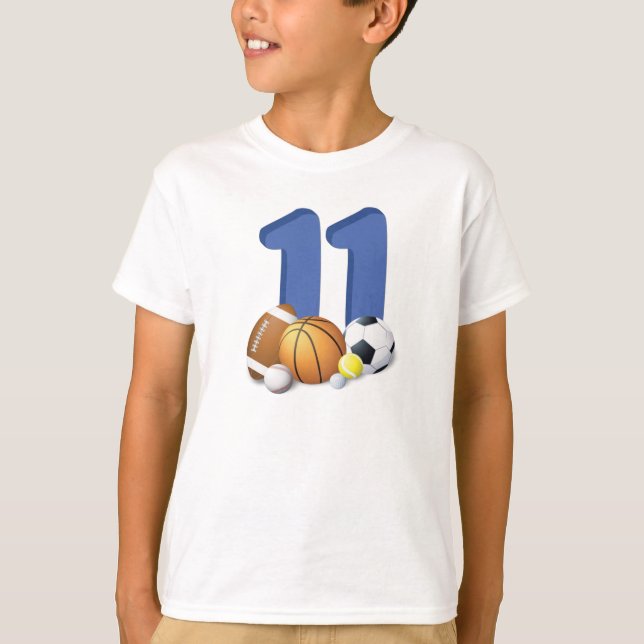 Camiseta Boy 11th Birthday Sports Balls (Anverso)