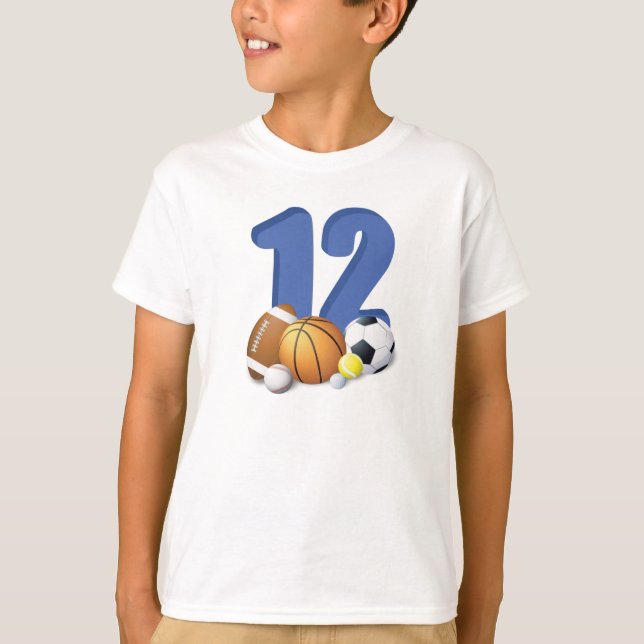 Camiseta Boy 12th Birthday Sports Balls (Anverso)