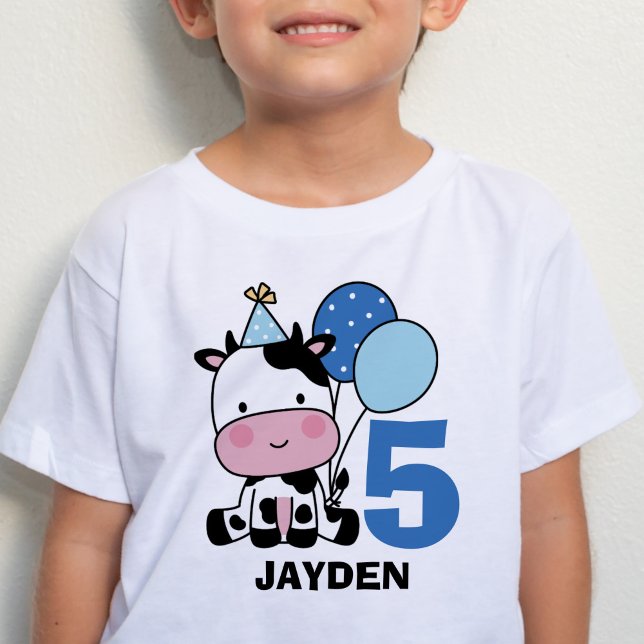 Camiseta Boy 5 Balones azules de vacas de cumpleaños person (Subido por el creador)
