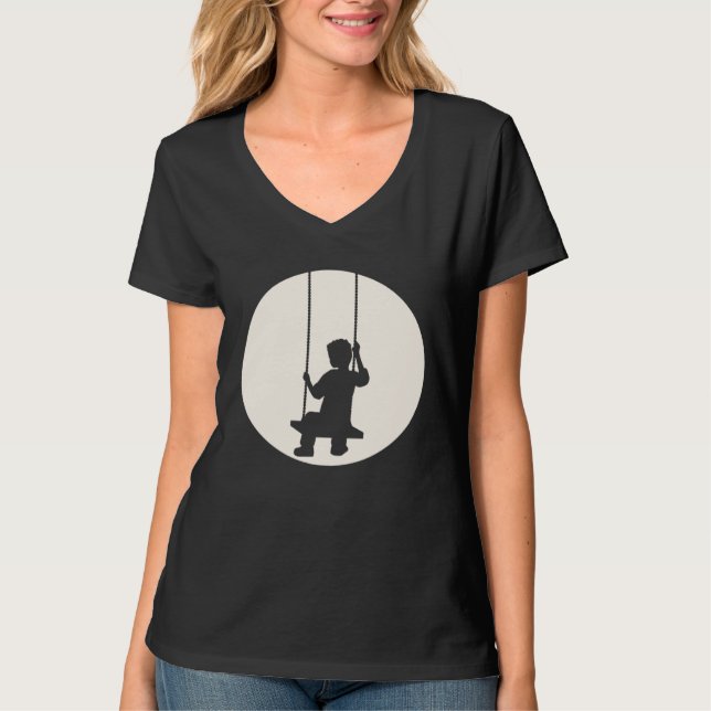 Camiseta Boy Child Swing Sad Set Seat Moon Swinging Sun Nig (Anverso)