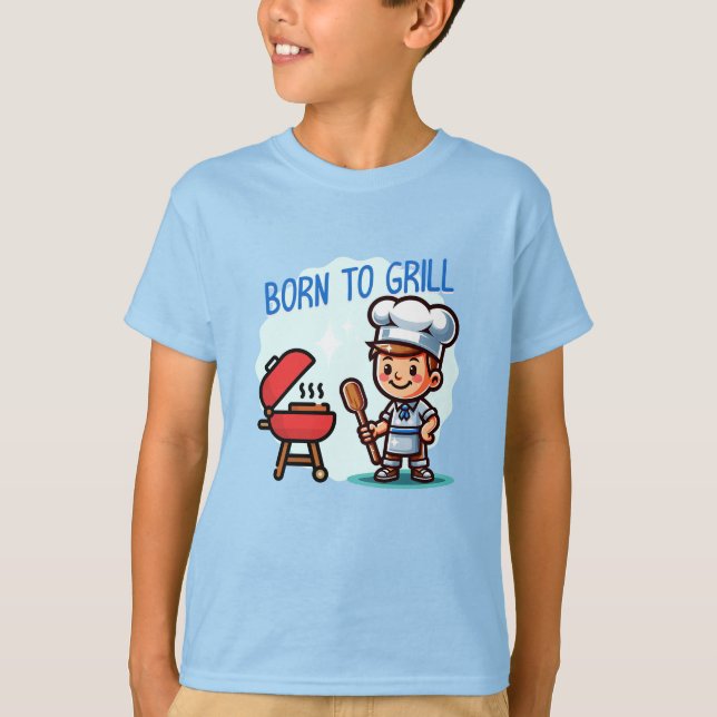 Camiseta Boy cooking Born to grill (Anverso)