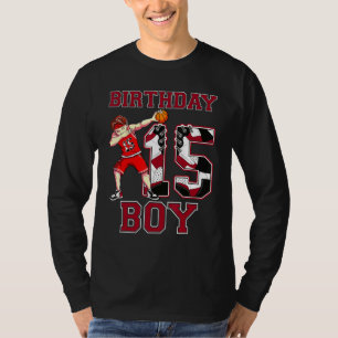 Camiseta Boy Dabbing Basketball 15th Birthday Love Sneakers