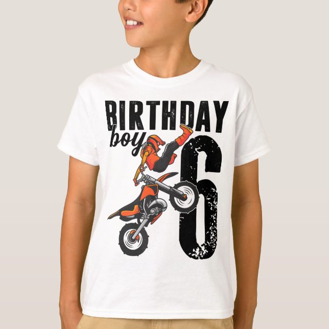 Camiseta Boy Dirt Bike 6º fiesta de cumpleaños Motocross 6  (Anverso)