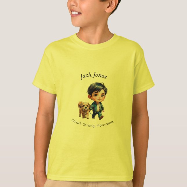 Camiseta Boy & Dog Back to School Custom Design (Anverso)