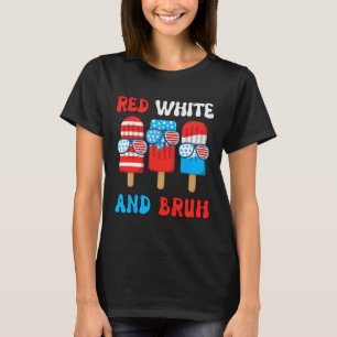 Camiseta Boy Red White Bruh 4 de Julio Popsicle Usa Fla