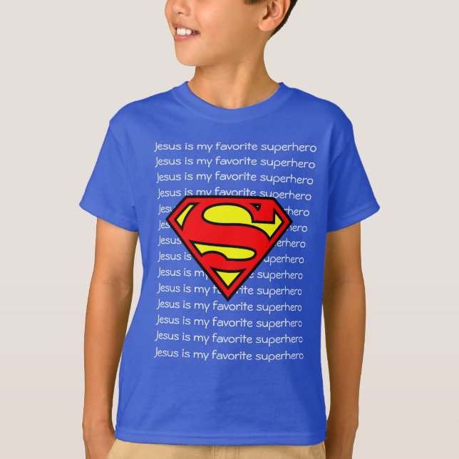 Camiseta Boy T-shirt. Jesus is my favorite superhero! (Anverso)