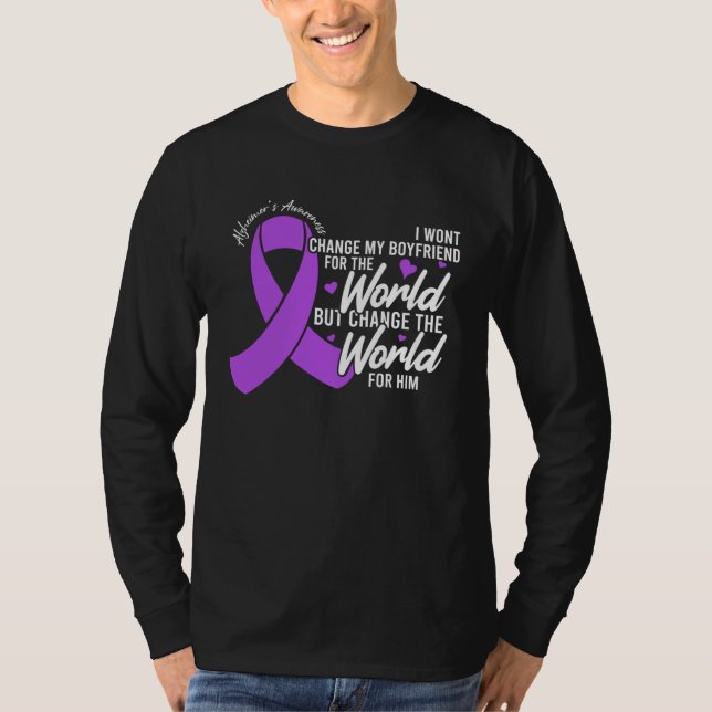 Camiseta Boyfriend Alzheimers Awareness Day Disease Month (Anverso)