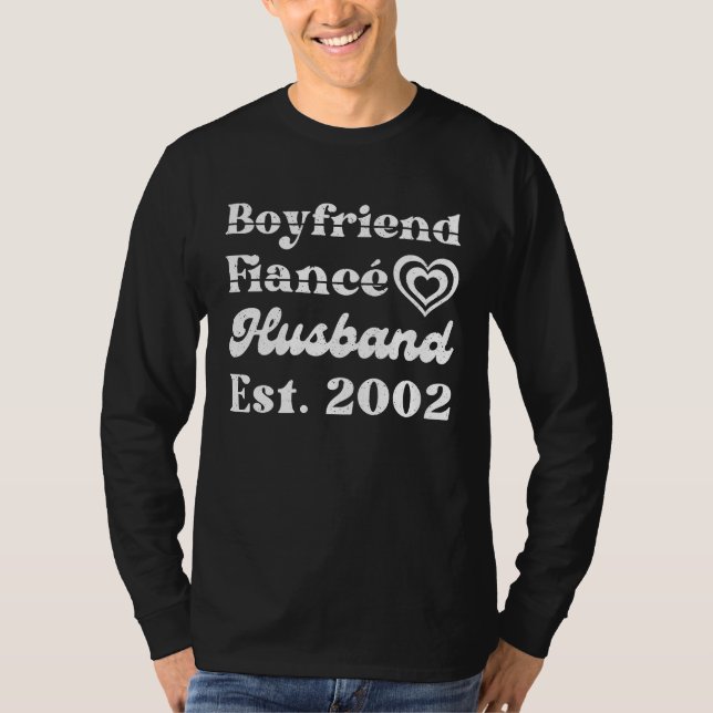 Camiseta Boyfriend Fiance Husband Est 2002 Wedding Annivers (Anverso)