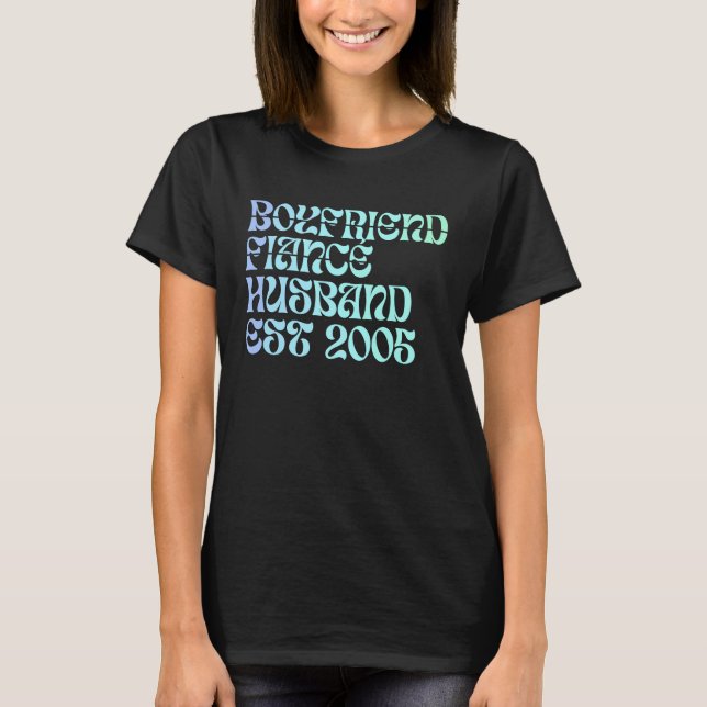 Camiseta Boyfriend Fiance Husband Est 2005 Wedding Annivers (Anverso)