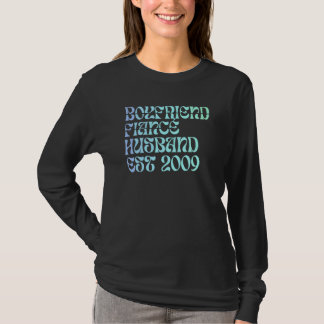 Camiseta Boyfriend Fiance Husband Est 2009 Wedding Annivers