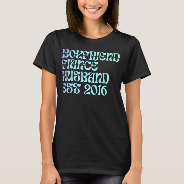 Camiseta Boyfriend Fiance Husband Est 2016 Wedding Annivers (Anverso)