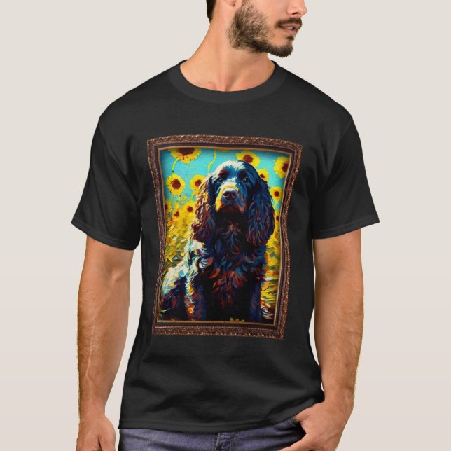 Camiseta Boykin Spaniel Painting Sunflower Flower Mom Women (Anverso)