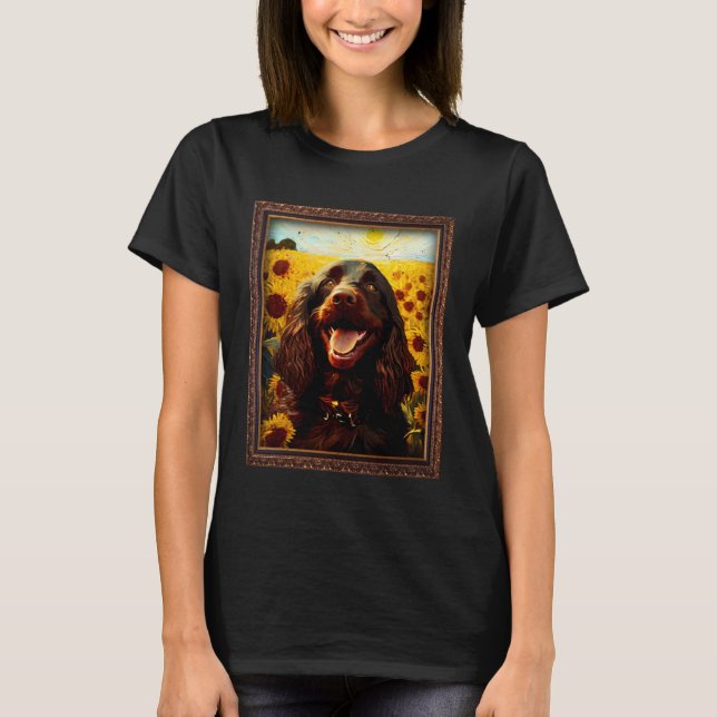 Camiseta Boykin Spaniel Painting Sunflower Flower Mom Women (Anverso)