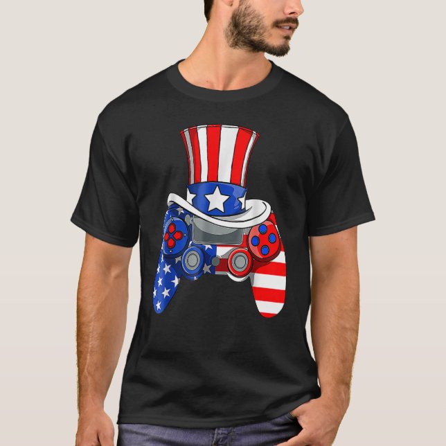Camiseta Boys 4th Of July Video Game American Flag Uncle Sa (Anverso)