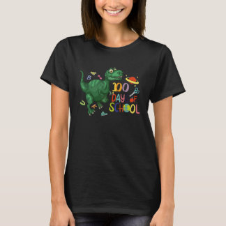Camiseta boys and girls students 100 days of school dinosau