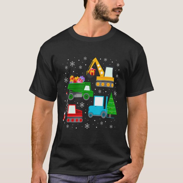 Camiseta Boys Christmas  Kids Toddler Construction Vehicles (Anverso)