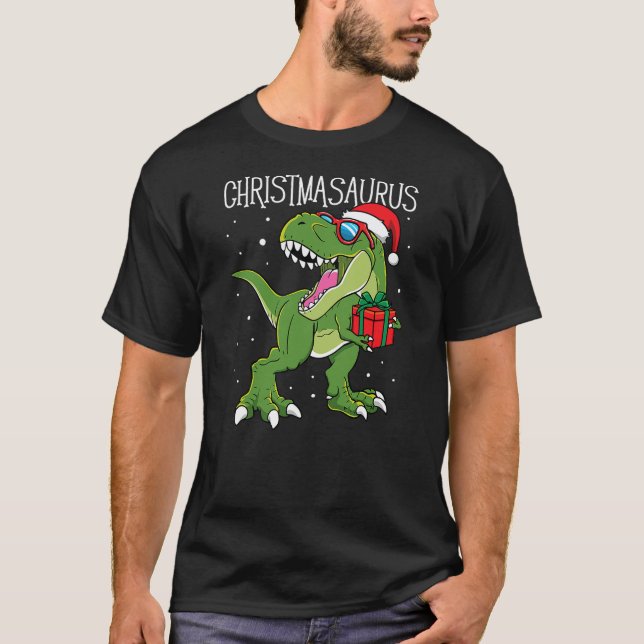 Camiseta Boys Christmasaurus Christmas Dinosaur Dino Family (Anverso)