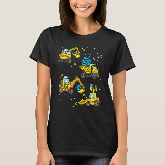 Camiseta Boys Construction Vehicle Hanukkah Jewish Boys Kid (Anverso)