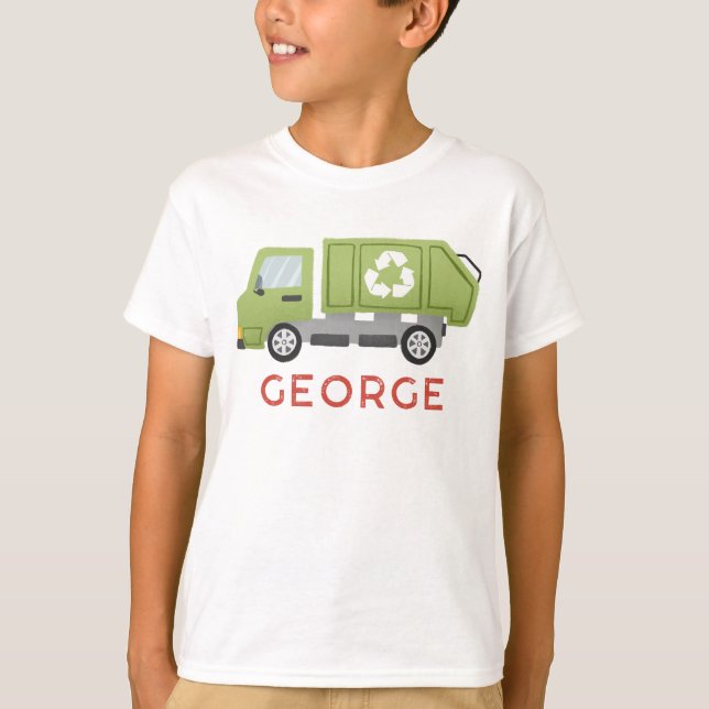 Camiseta Boys Cool Green Garbage Trash Truck Transportation (Anverso)