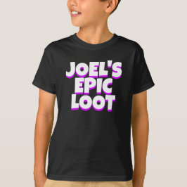 Camiseta Boys Cumpleaños Epic Loot Gamer Nombre Lema Púrpur