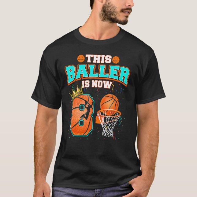 Camiseta Boys de Baloncesto 8 cumpleaños Este Baller tiene  (Anverso)