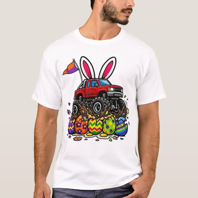 Camiseta Boys Easter Monster Truck Eggs Toddler Kids (Anverso)
