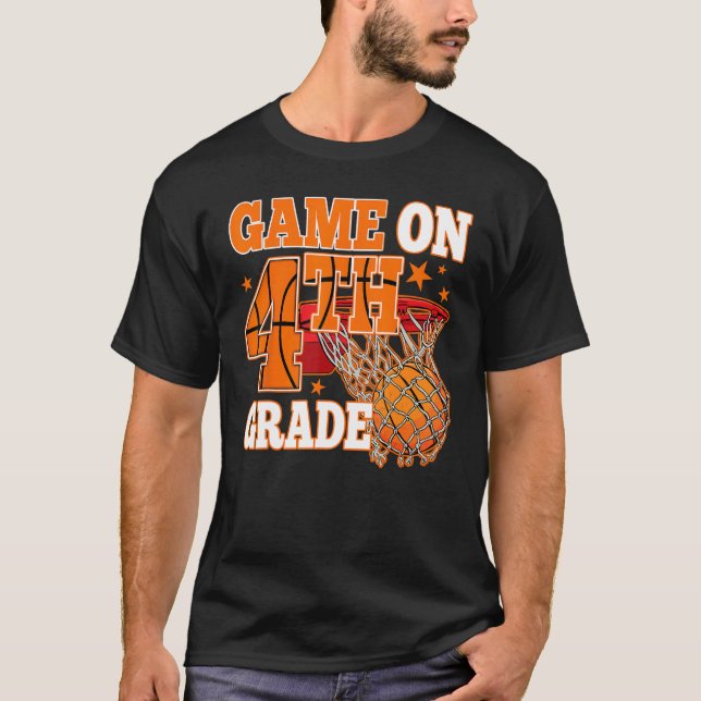 Camiseta Boys Game On 4th Grade Basketball Back To School T (Anverso)