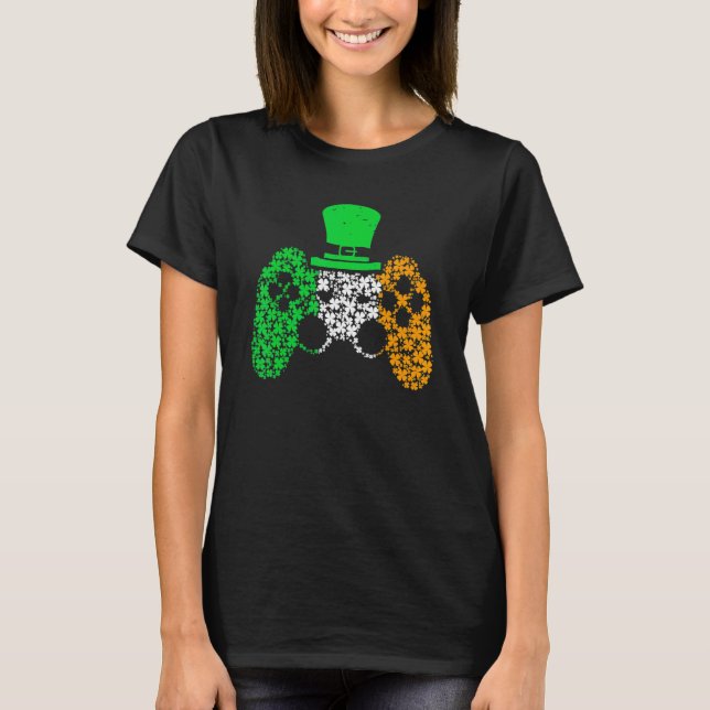 Camiseta Boys Gamer  Game Lucky Shamrock St Patricks Day Ir (Anverso)