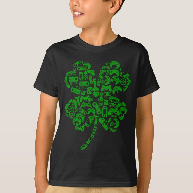 Camiseta Boys Gamer Game Shamrock St Patricks Day Irish Men (Anverso)