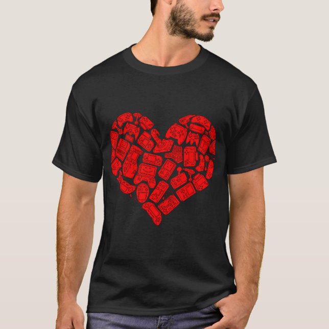 Camiseta Boys Gamer Gift - Game Heart Día de San Valentín L (Anverso)