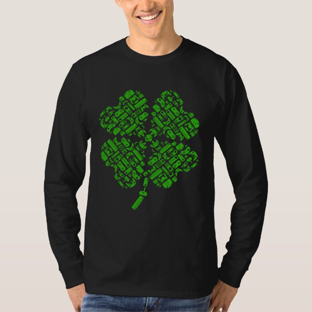 Camiseta Boys Gamer St Patricks Day Shamrock Gaming Men Kid (Anverso)