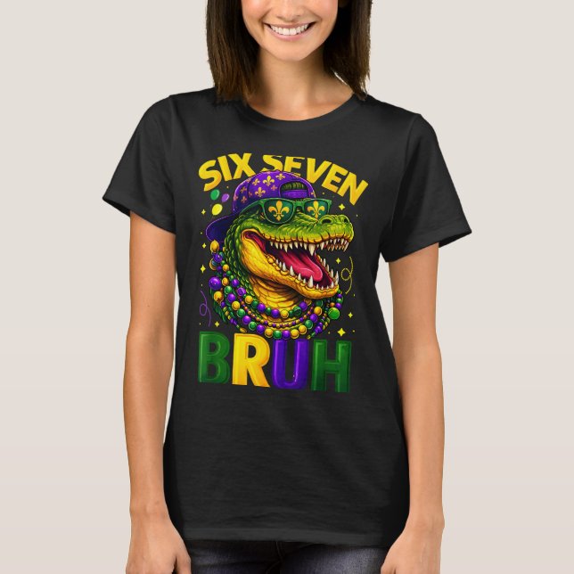 Camiseta Boys Mardi Gras Six Seven Bruh Mardigator Alligato (Anverso)