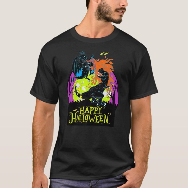 Camiseta Boys Medieval Scary Dragons and Dinosaur Fight Hal (Anverso)