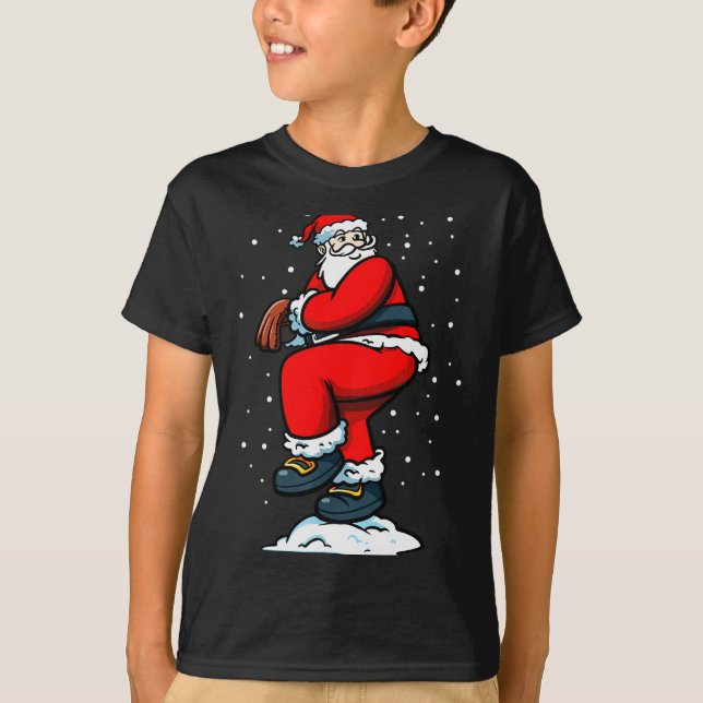 Camiseta Boys Men Xmas Tcher Santa Claus Christmas Baseball (Anverso)