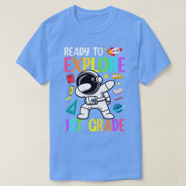 Camiseta Boys Ready to eplore 1st Grade Back to School Astr (Diseño del anverso)