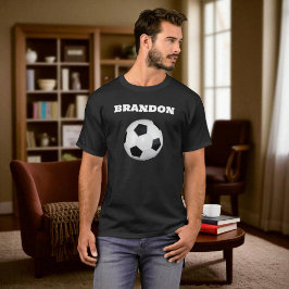 Camiseta Boys Soccer Ball Black Stylish Custom Name Men