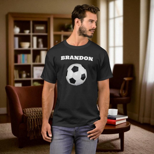 Camiseta Boys Soccer Ball Black Stylish Custom Name Men (Subido por el creador)