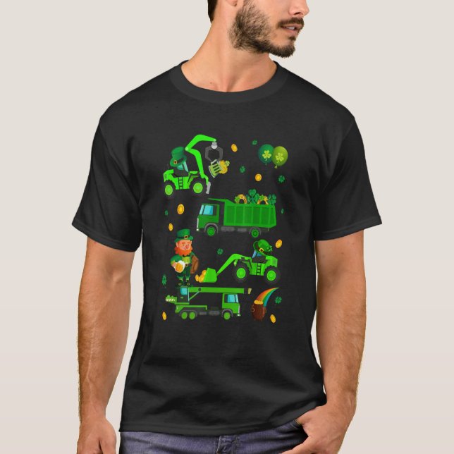 Camiseta Boys St Patricks Day Crane Truck Construction Todd (Anverso)
