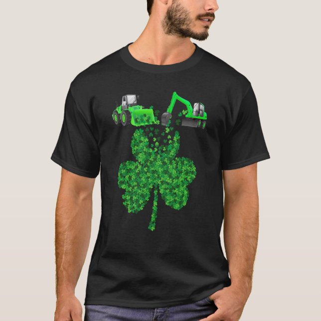 Camiseta Boys St Patricks Day Crane Truck Construction Todd (Anverso)