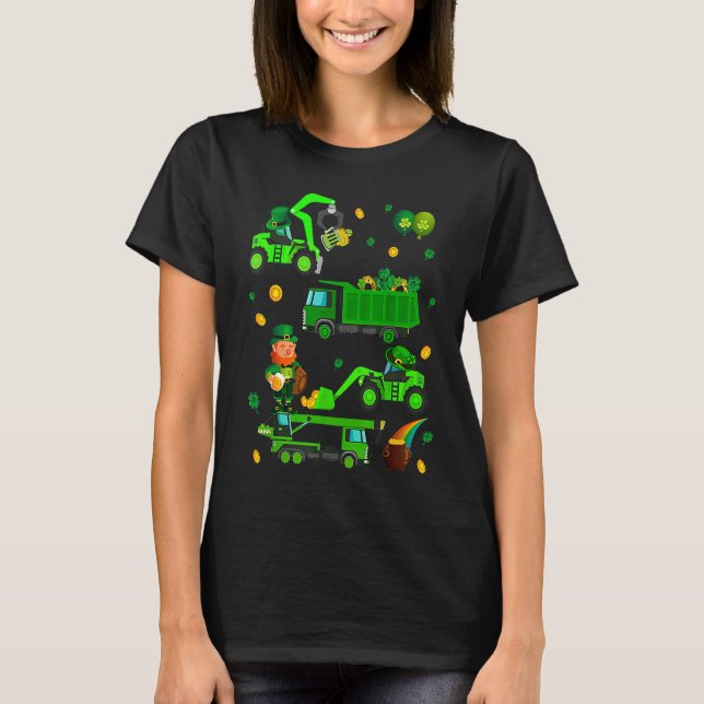 Camiseta Boys St Patricks Day Crane Truck Construction Todd (Anverso)