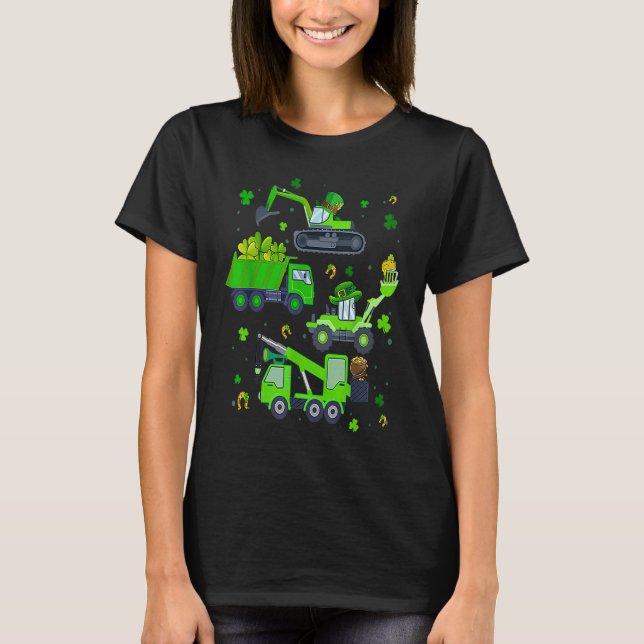 Camiseta Boys St Patricks Day Crane Truck Construction Todd (Anverso)