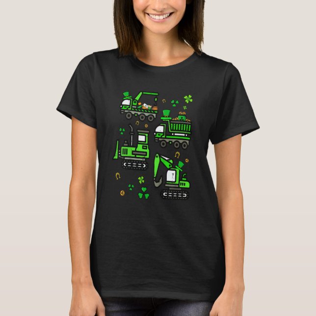 Camiseta Boys St Patricks Day Crane Truck Construction Todd (Anverso)