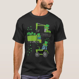 Camiseta Boys St Patricks Day Crane Truck Construction Todd