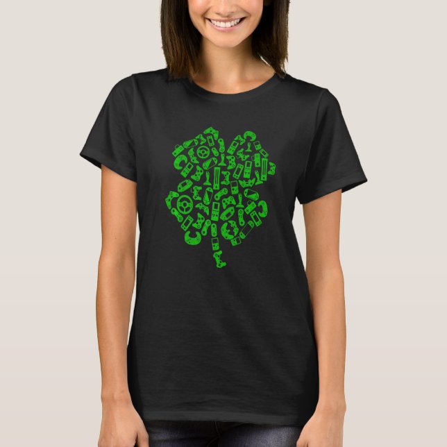Camiseta Boys St Patricks Day Gaming Video Gamer Shamrock K (Anverso)