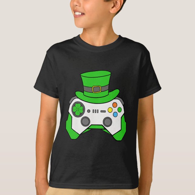 Camiseta Boys St Patricks Day Video Game Controller Mens Ir (Anverso)
