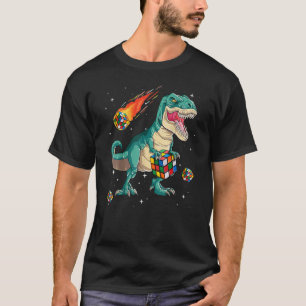 Camiseta Boys T Rex Speed Cubing Cube Math Puzzle Dinosaur