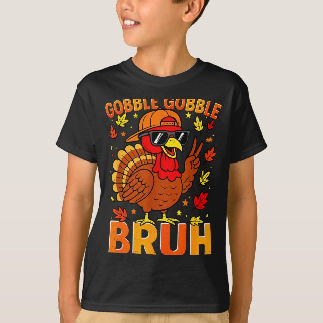 Camiseta Boys Thanksgiving Bruh Turkey Gobble Family Boys G (Anverso)